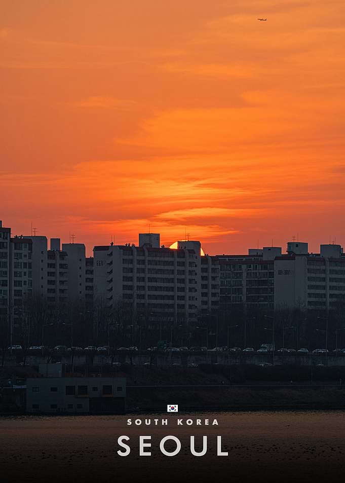 Seoul Sunset Over Han River