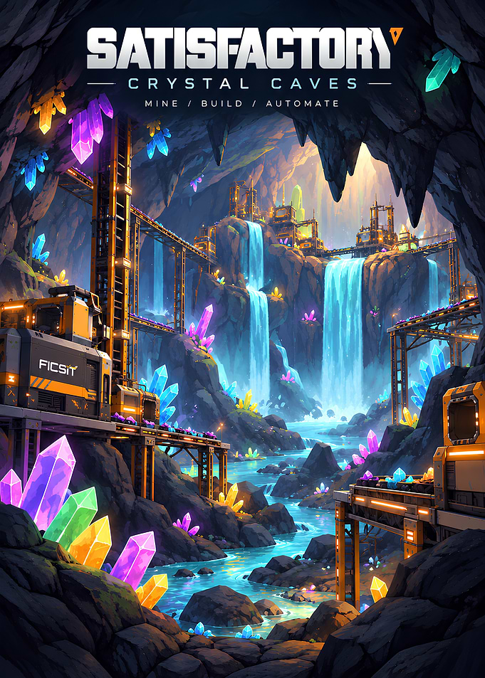Satisfactory Crystal Caves Game Poster