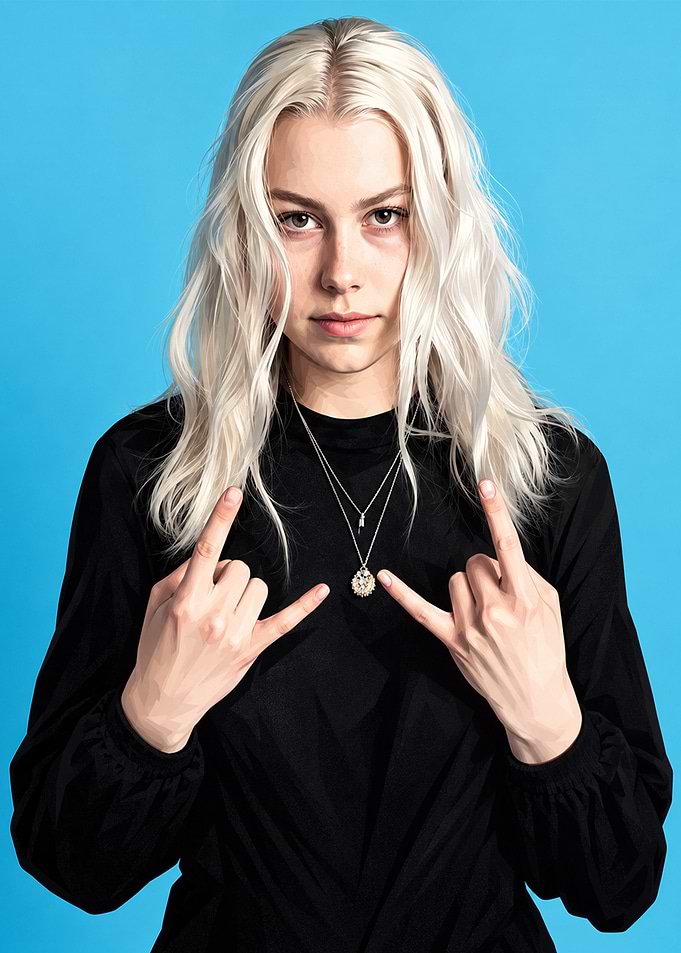 Phoebe Bridgers Making Rock Sign