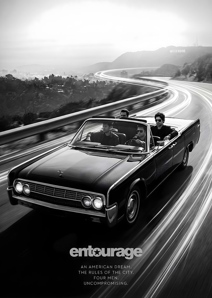 Entourage Movie Poster with Classic Car