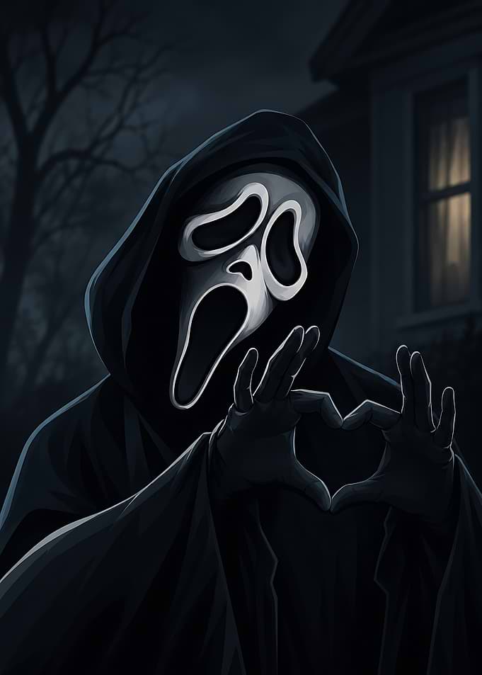Ghostface Making a Heart Gesture
