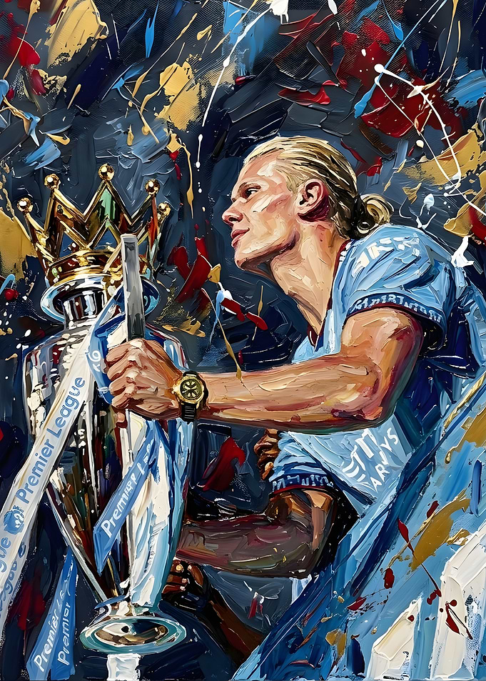 Erling Haaland Premier League Trophy Painting
