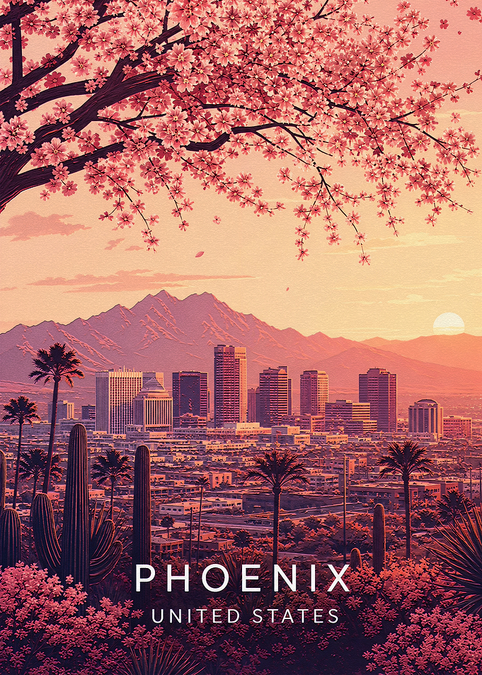 Phoenix Arizona Sunset Travel Poster