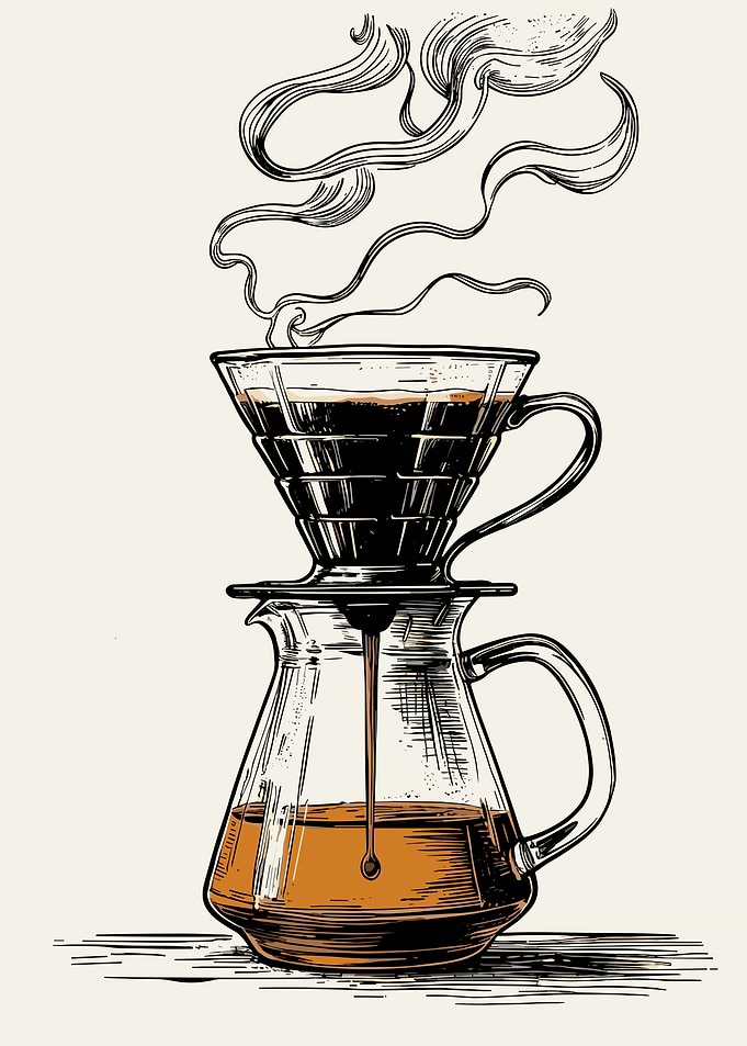 Hand-Drawn Pour Over Coffee Maker