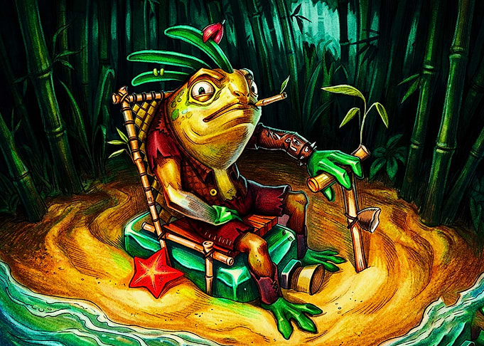 Battletoads Rash Relaxing in Bamboo Forest