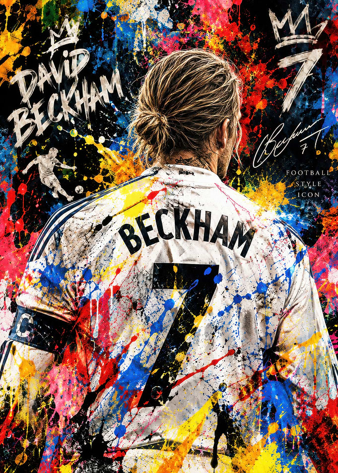 David Beckham Splatter Art Poster