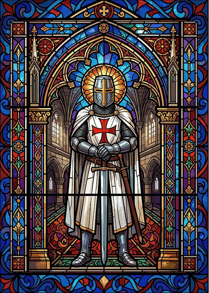 Stained Glass Templar Knight