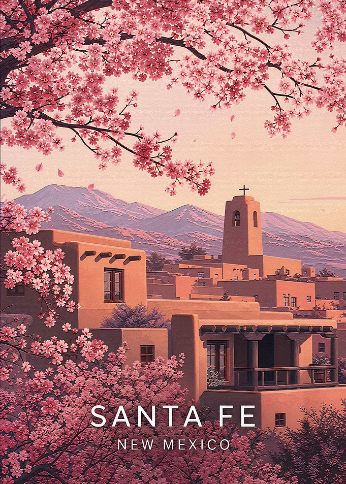 Santa Fe New Mexico Cherry Blossom Poster