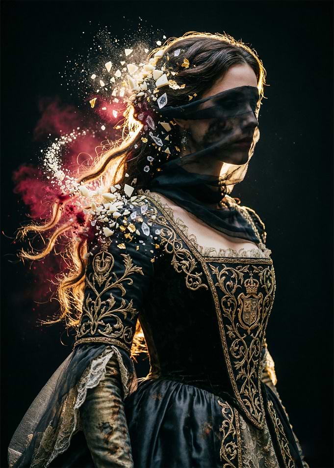 Ethereal Queen in Ornate Gown