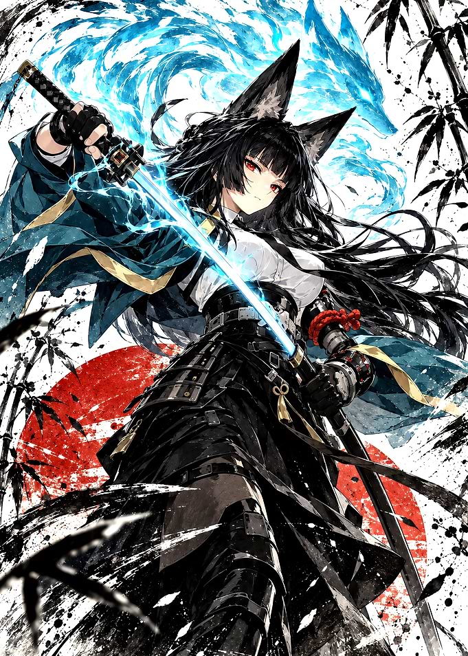 Anime Fox Girl Samurai Warrior