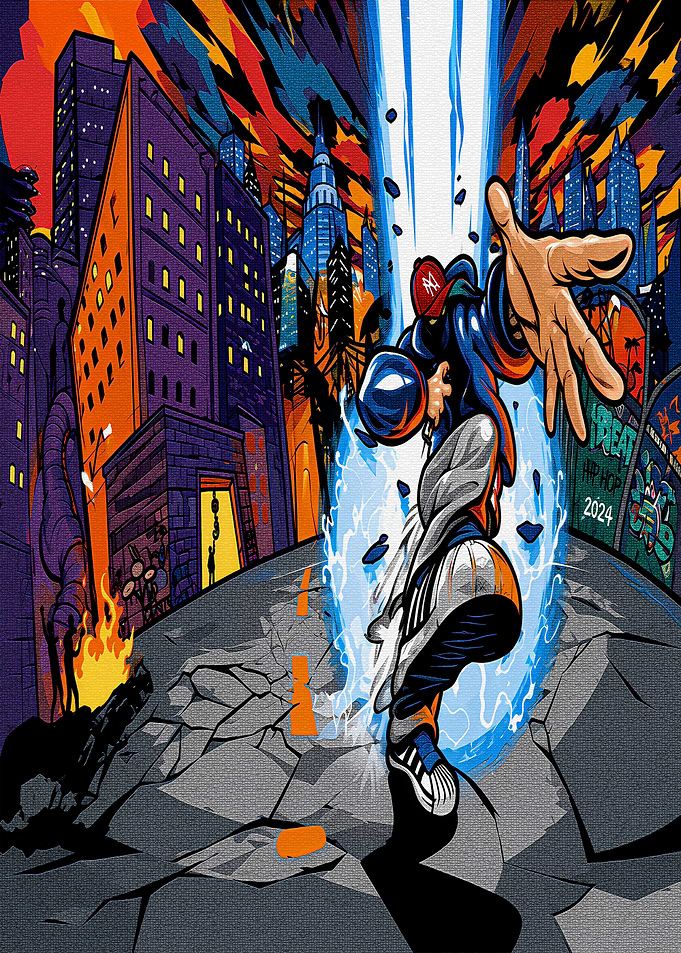 Dynamic Hip Hop Breakdancer Street Art