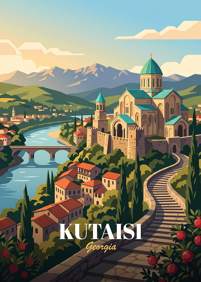 Kutaisi Georgia Travel Poster