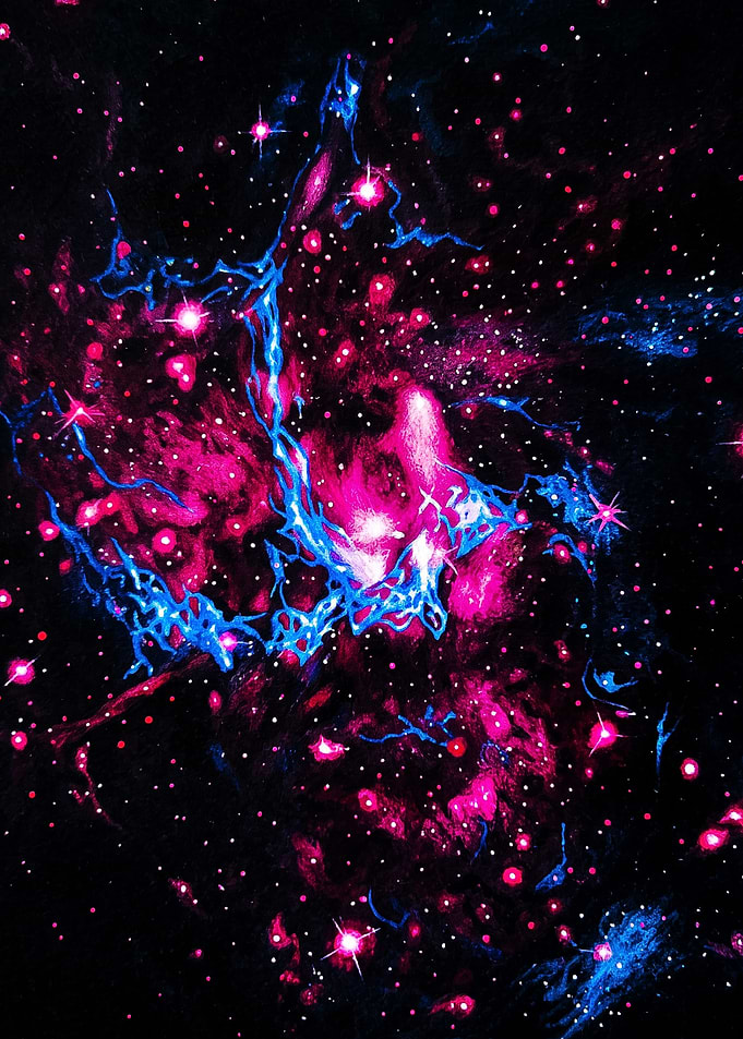 Vibrant Neon Pink and Blue Nebula