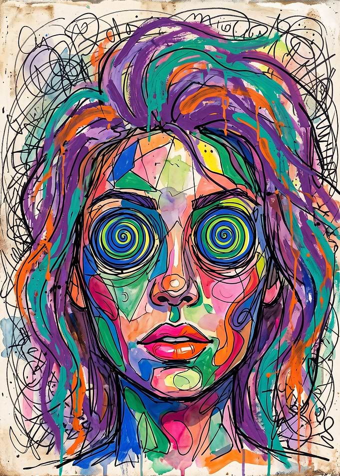 Abstract Psychedelic Portrait of a Woman