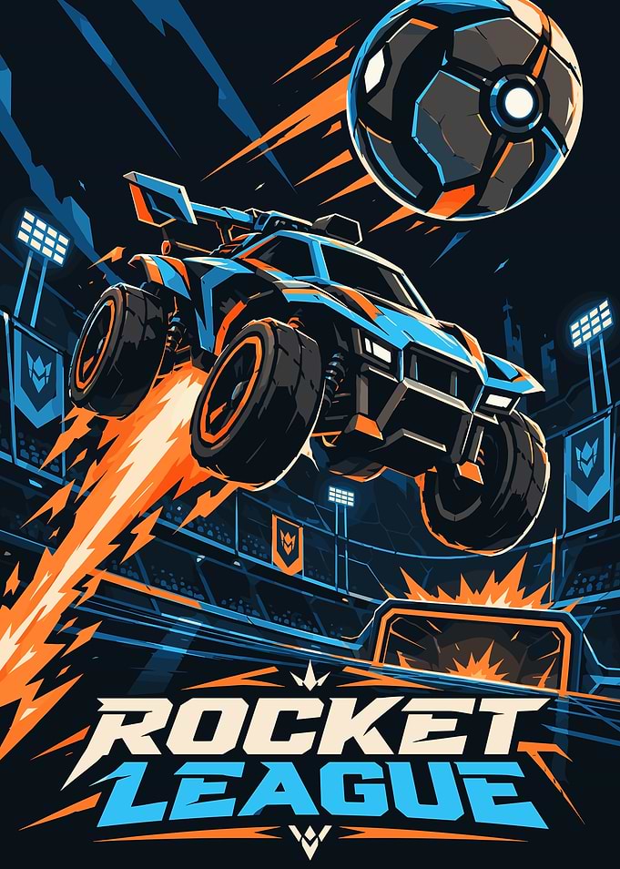 Rocket League Action Game Poster
