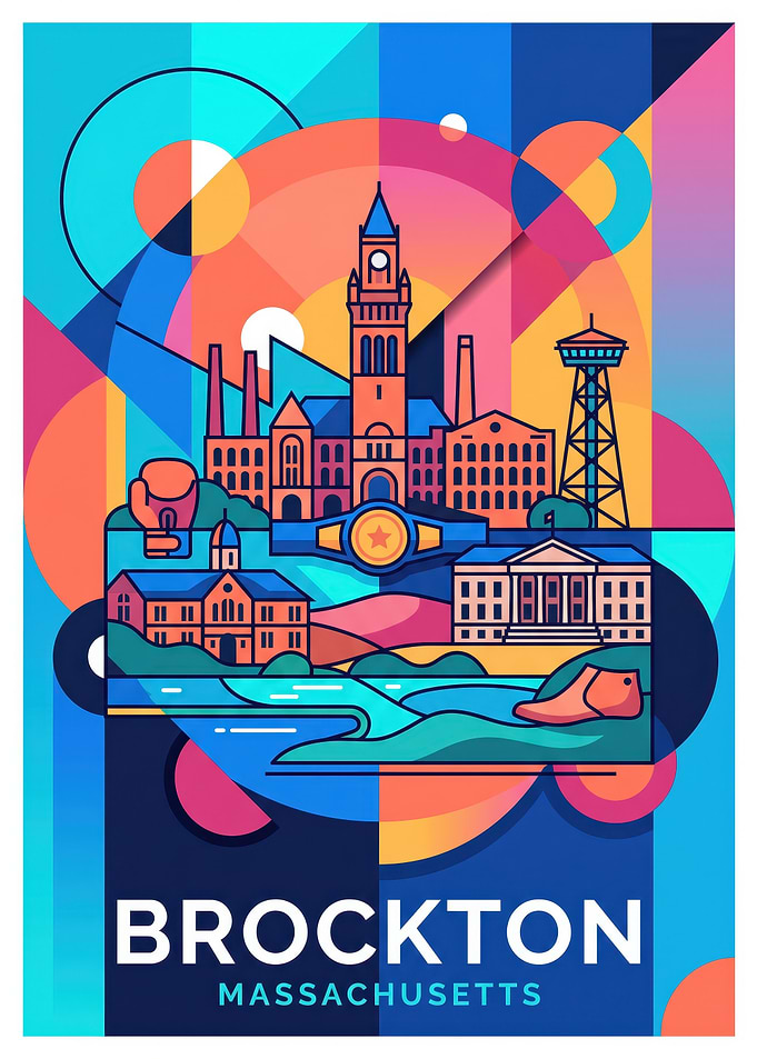 Brockton Massachusetts Cityscape Travel Poster