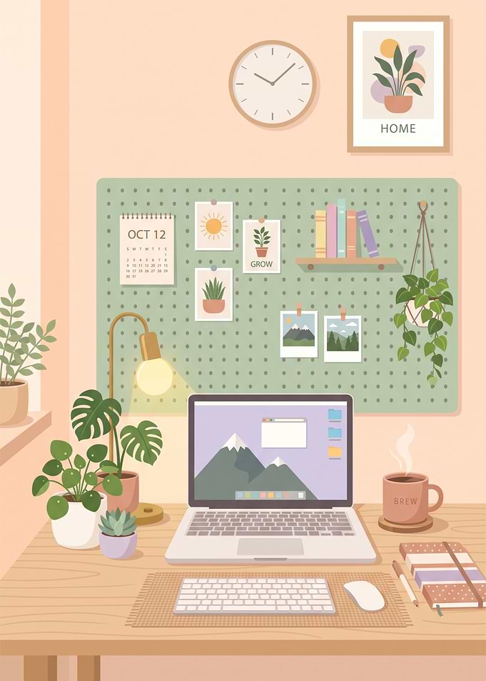 Cozy Minimalist Home Office Workspace