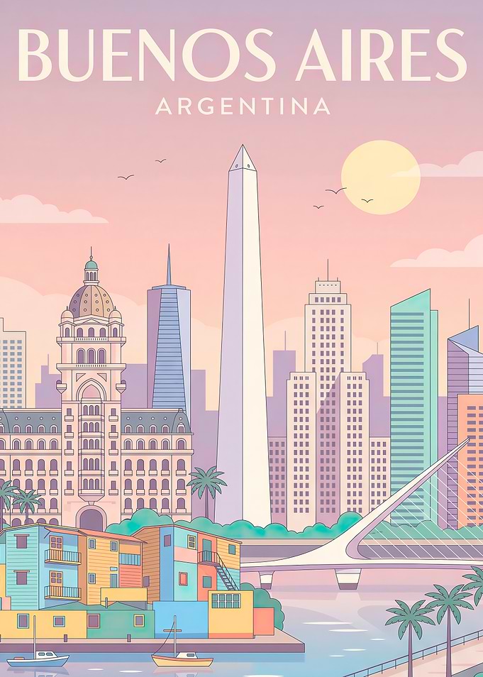 Buenos Aires Travel Poster Illustration