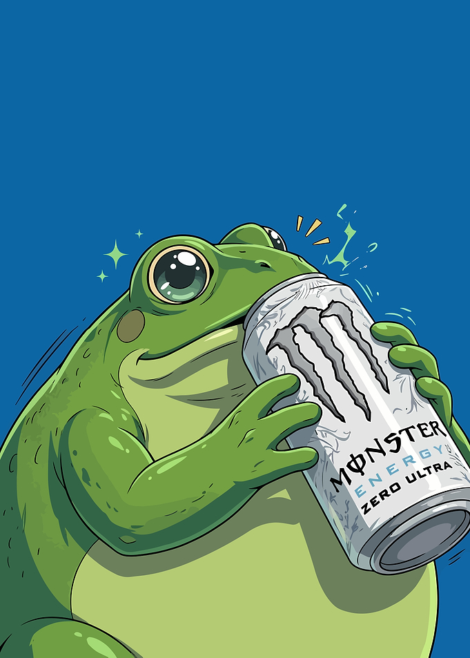 Cute Frog Drinking Monster Energy