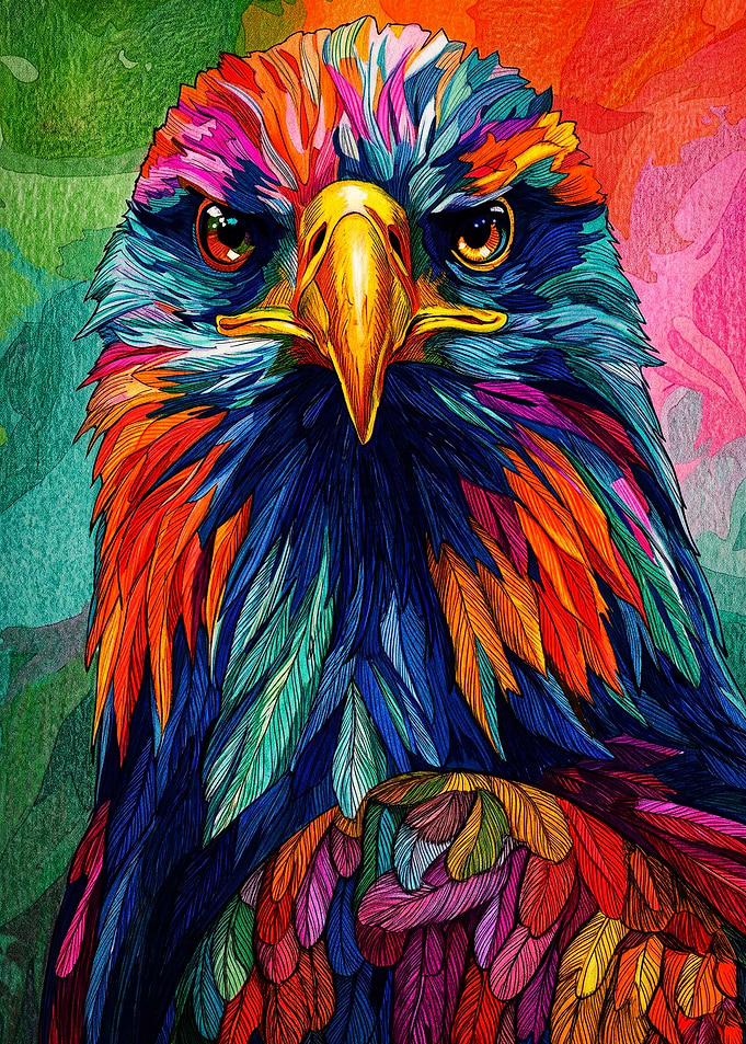 Vibrant Colorful Eagle Portrait