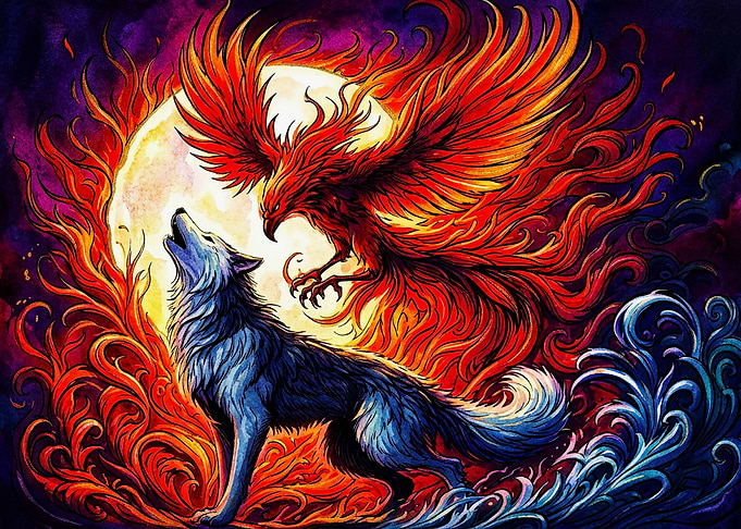 Wolf and Phoenix Elemental Clash