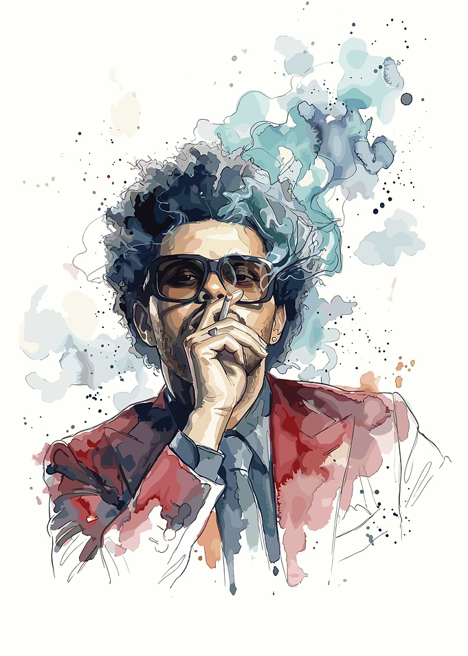The Weeknd Watercolor Portrait