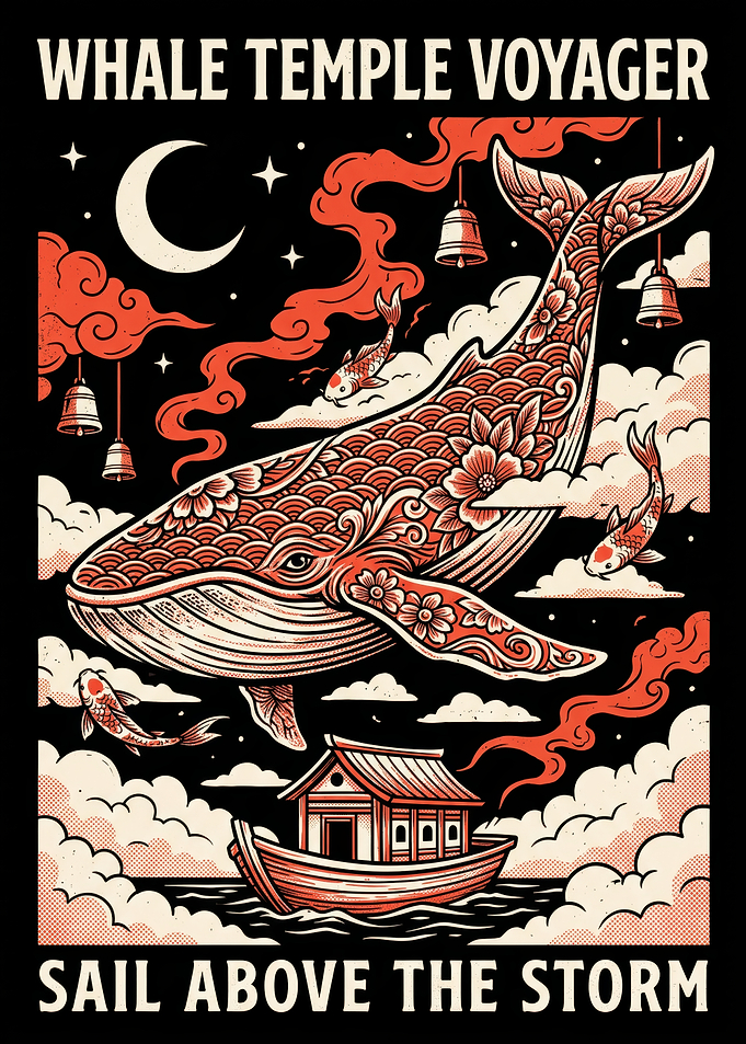Whale Temple Voyager Poster