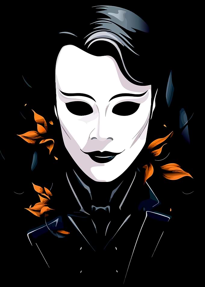 Mysterious Masked Figure Digital Portrait