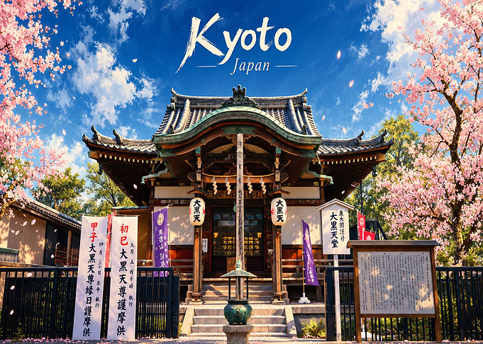 Kyoto Japan Temple Cherry Blossoms