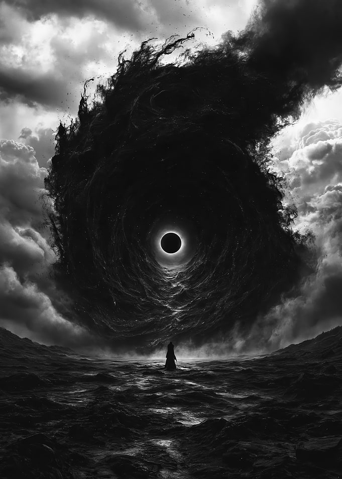 Dark Figure Facing Cosmic Void