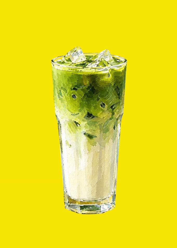 Iced Matcha Latte Painting