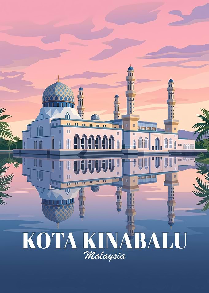 Kota Kinabalu City Mosque Travel Poster