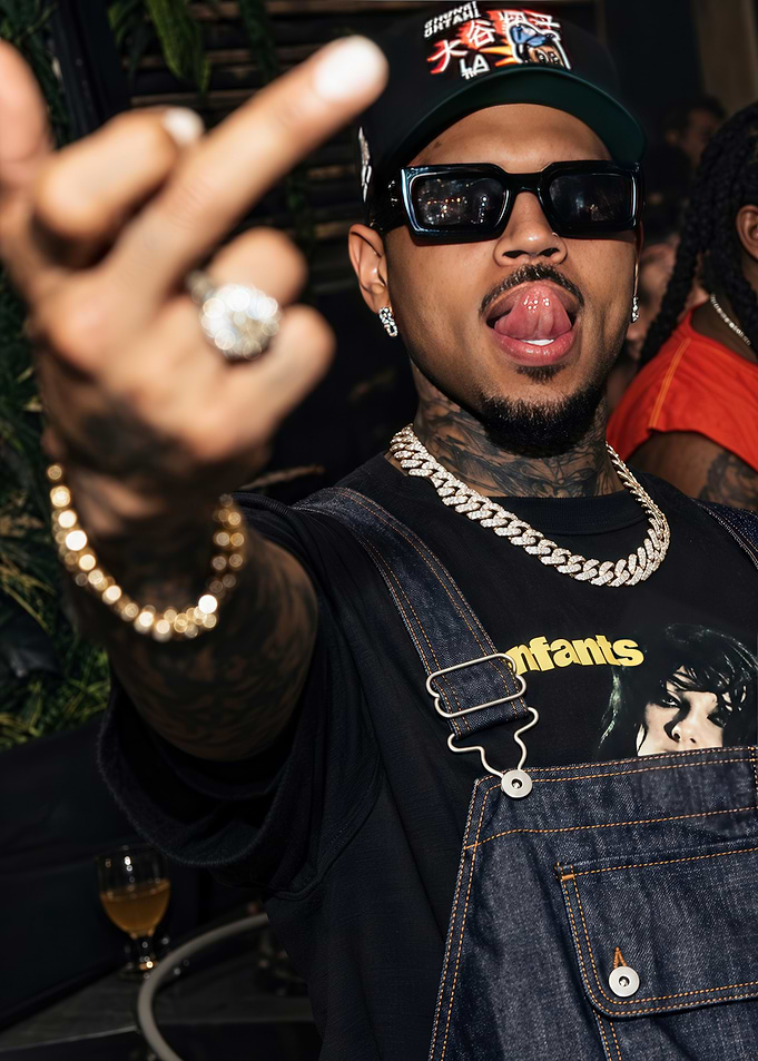 Chris Brown Portrait with Middle Finger