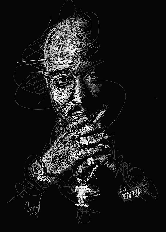 Tupac Shakur Scribble Art Portrait