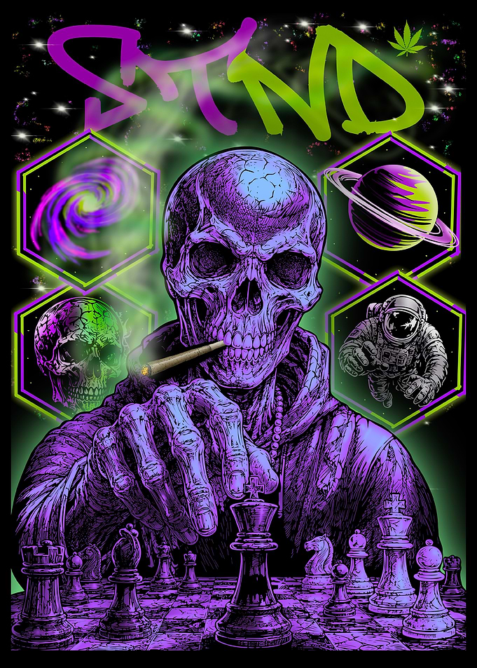 Check Mate Skull Chess | Psychedelic 420 Cosmic Street Art