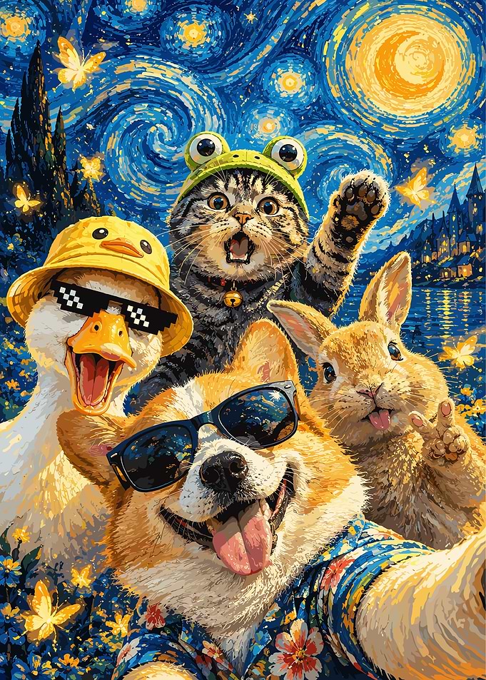 Funny Animals Taking a Starry Selfie