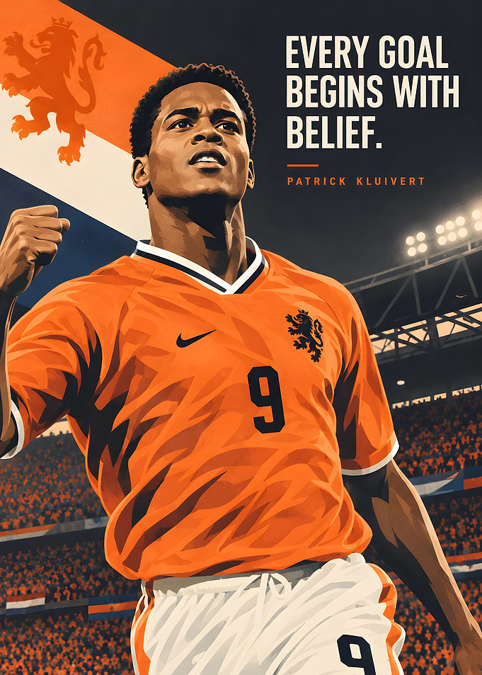 Patrick Kluivert Netherlands Soccer Poster