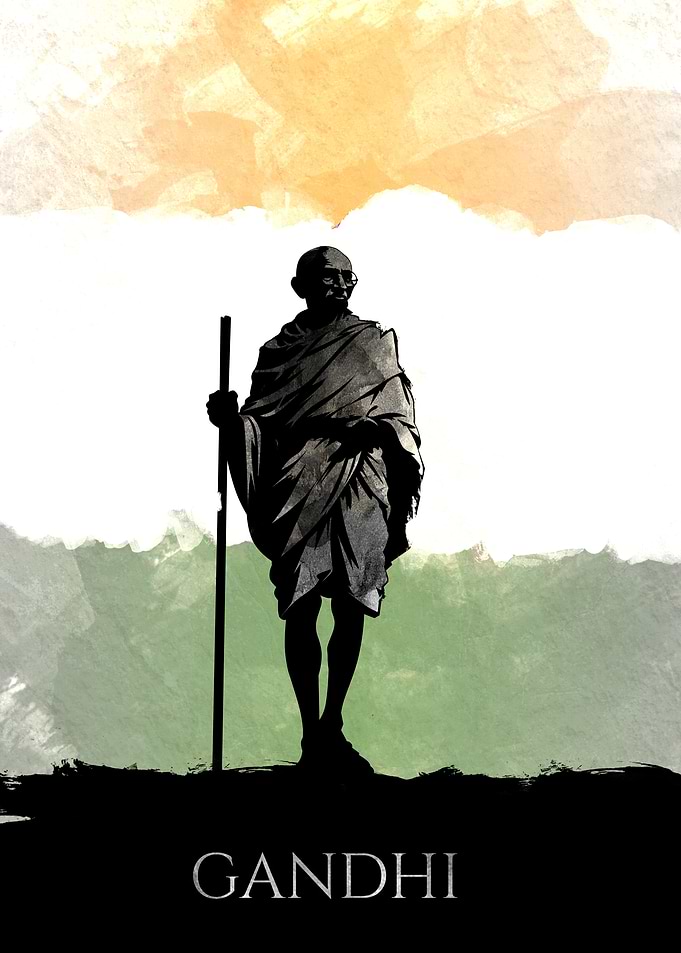 Mahatma Gandhi Watercolor Silhouette Poster