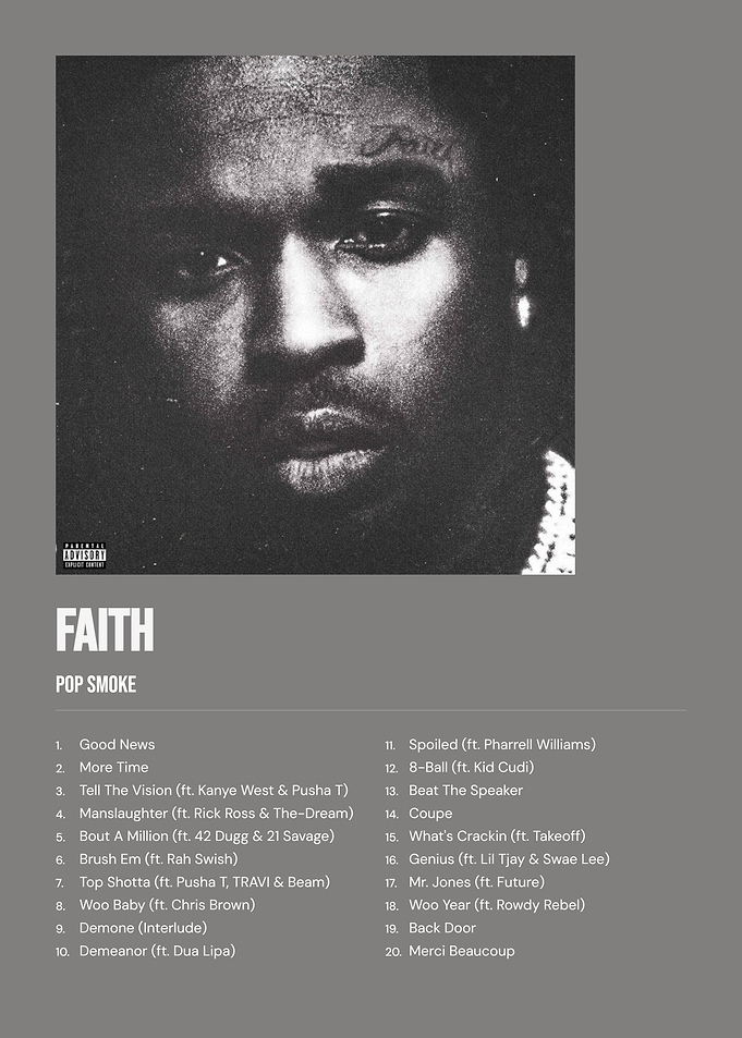 Faith – Tracklist Album Cover | Pop Smoke (Grey Mode)