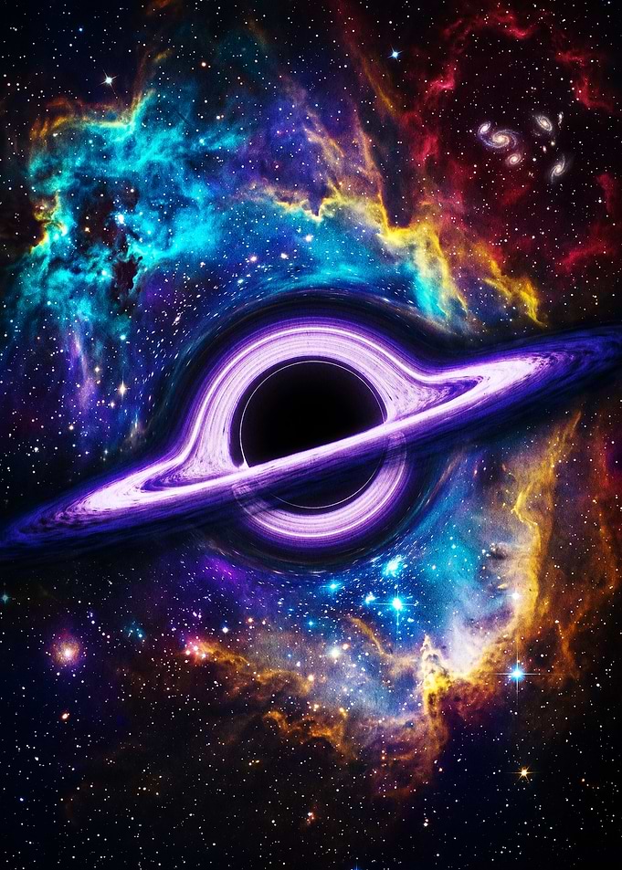 Vibrant Cosmic Black Hole Nebula