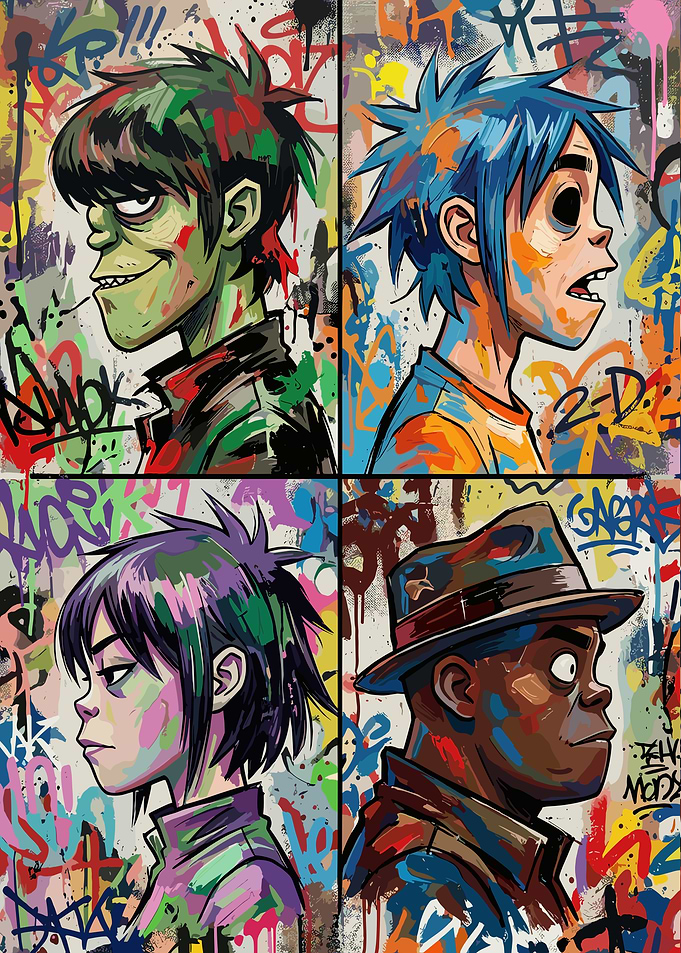 Gorillaz Band Members Graffiti Art Portrait
