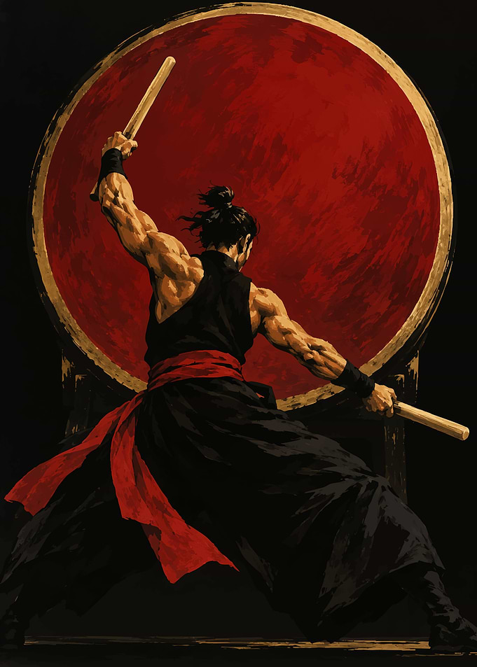 Taiko Drummer Warrior Silhouette