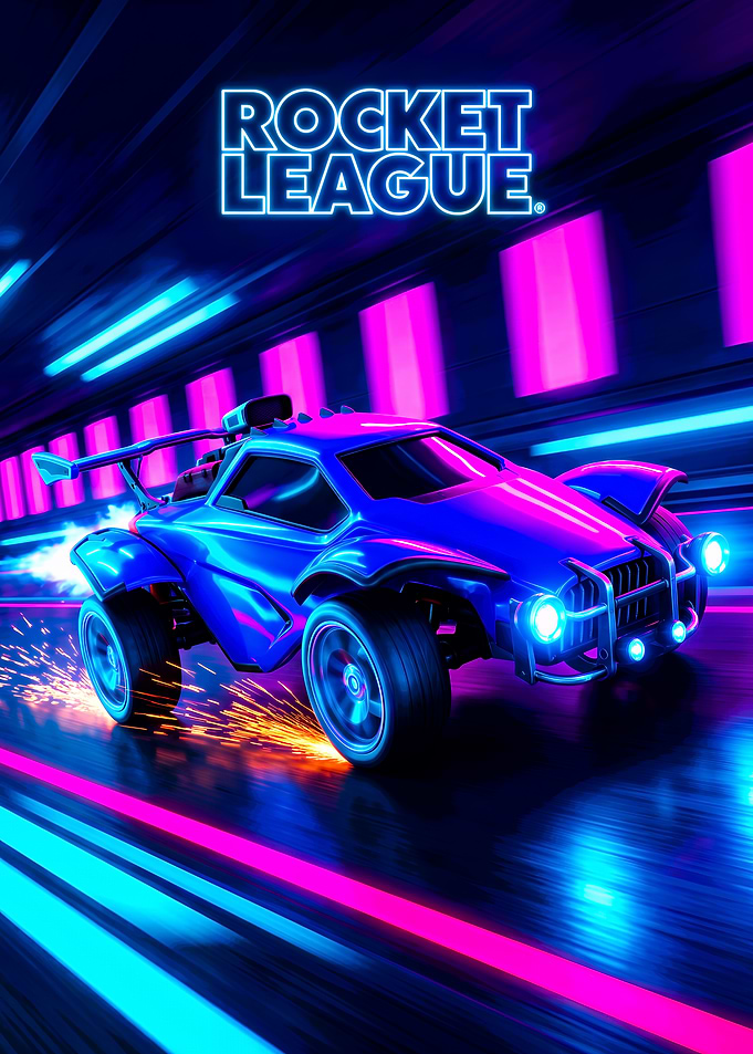Rocket League Neon Racing Poster