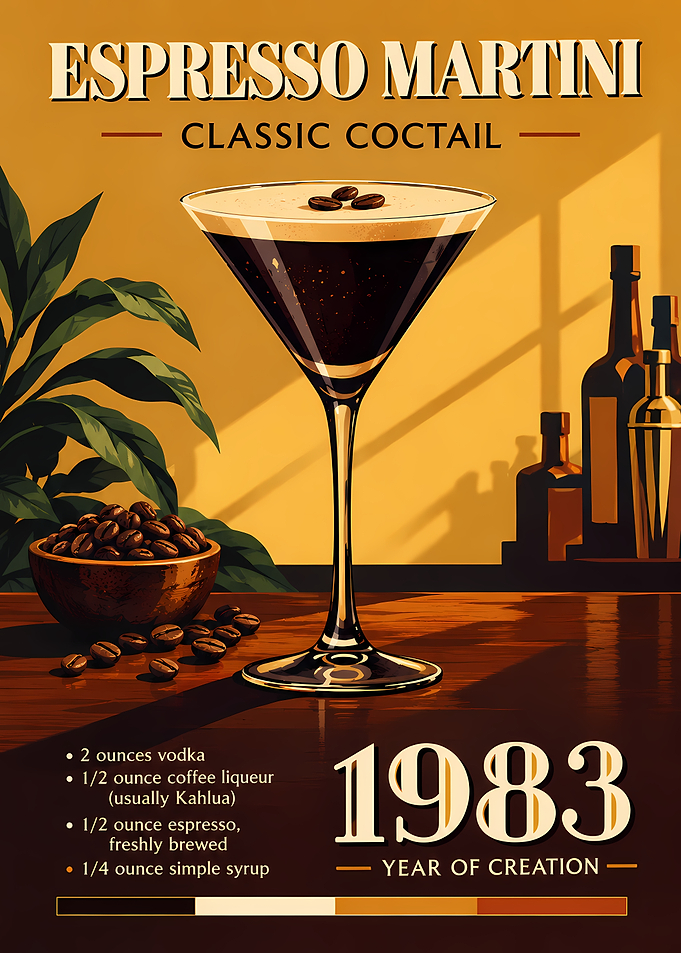 Espresso Martini Vintage Cocktail Poster