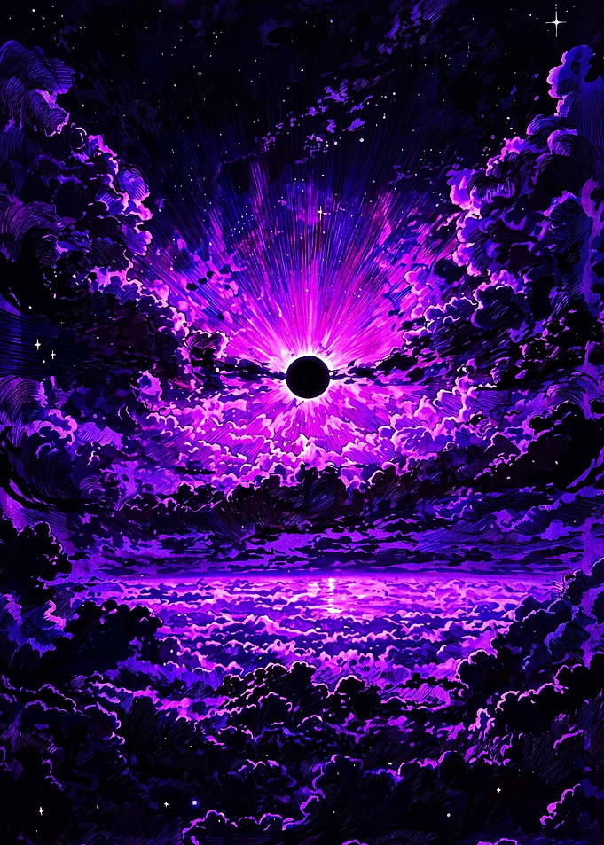 Vibrant Purple Solar Eclipse