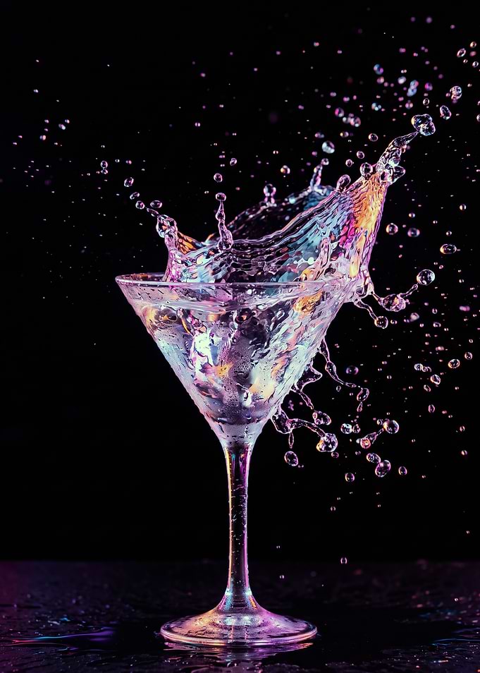 Neon Martini Glass Splash