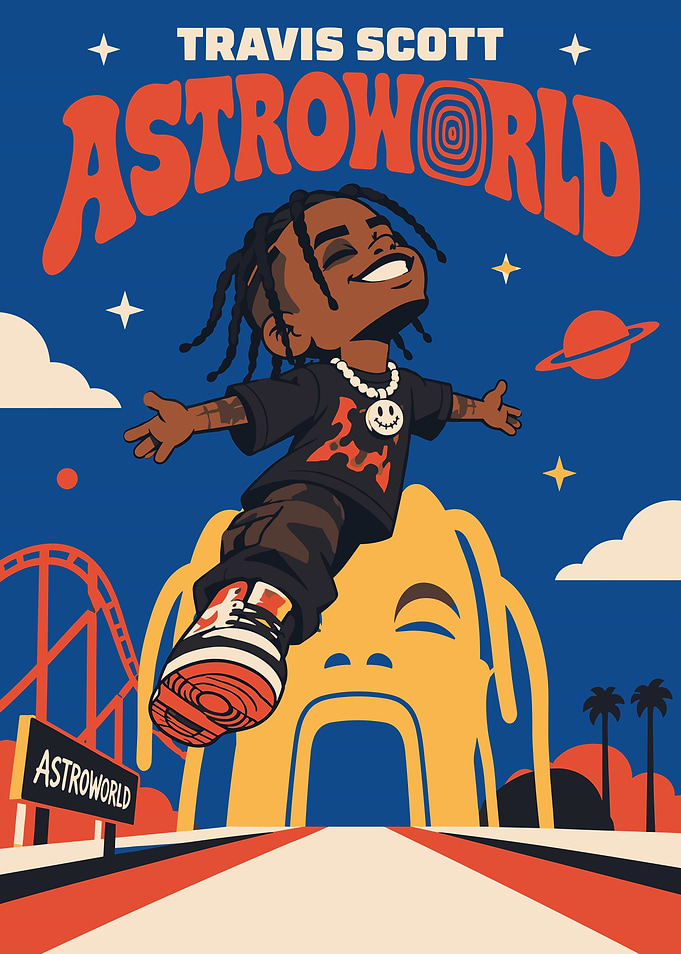 Travis Scott Astroworld Cartoon Poster