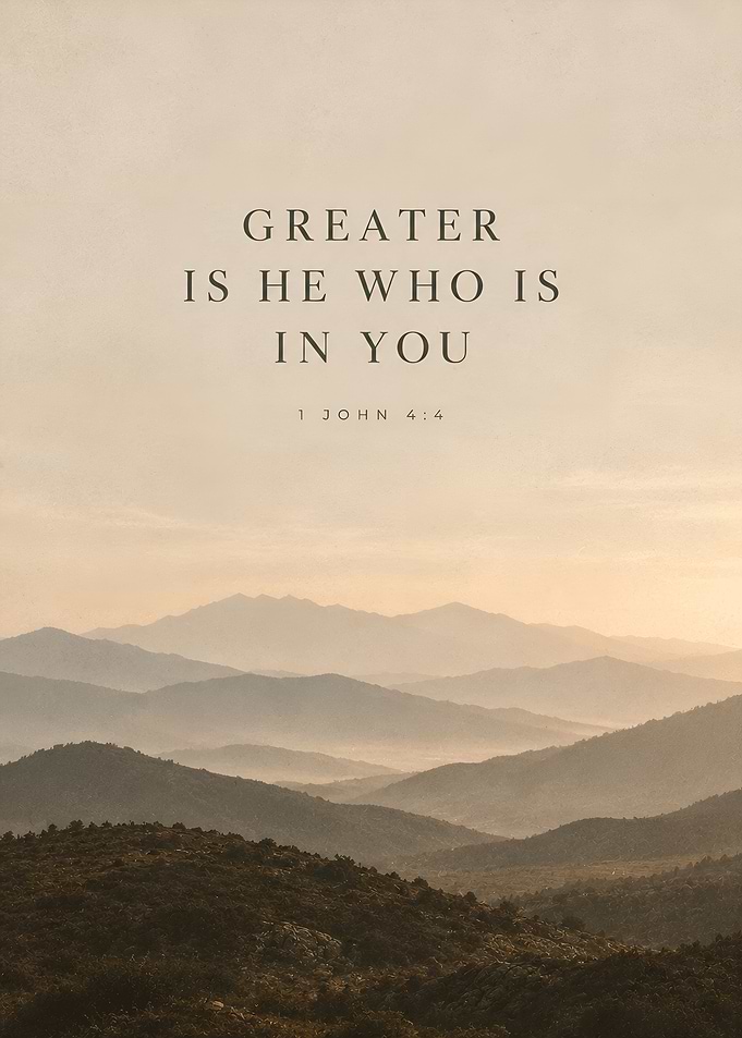 Greater Is He Inspirational Christian Poster