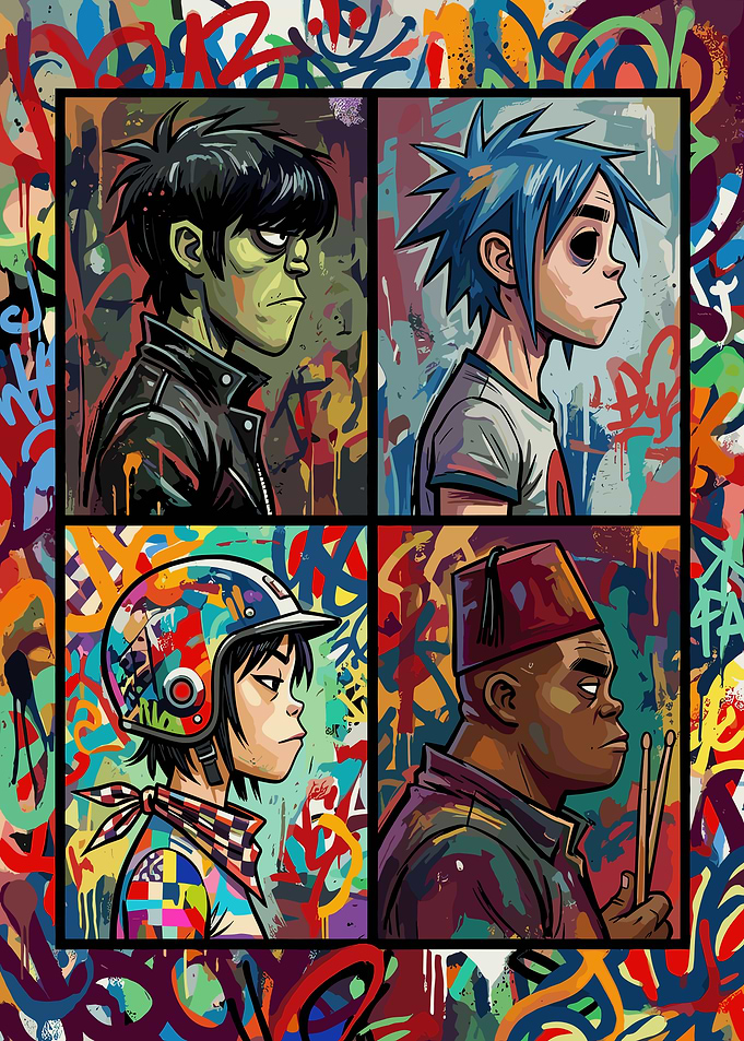 Gorillaz Band Members Graffiti Art Poster