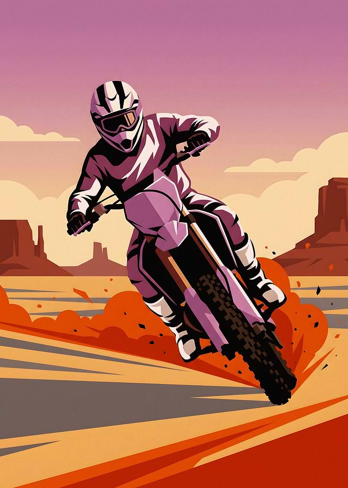 Motocross Rider in Desert Landscape